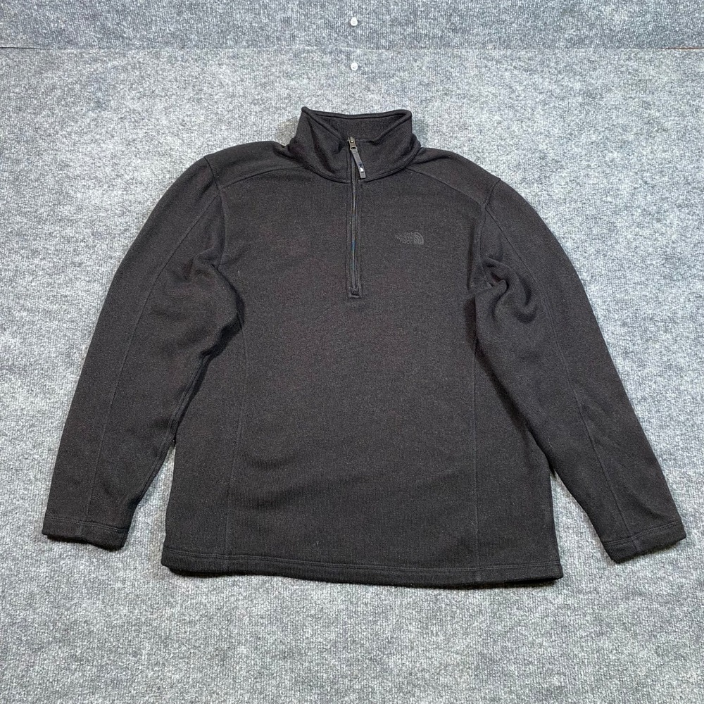 The North Face Gordon Lyons Mens Large Black Quarter Zip Fleece Pullover Sweater